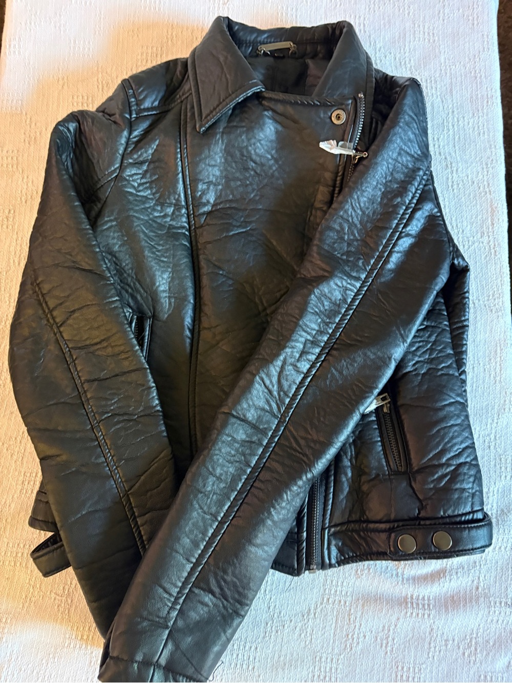 Women’s Black Faux Leather Moto Jacket